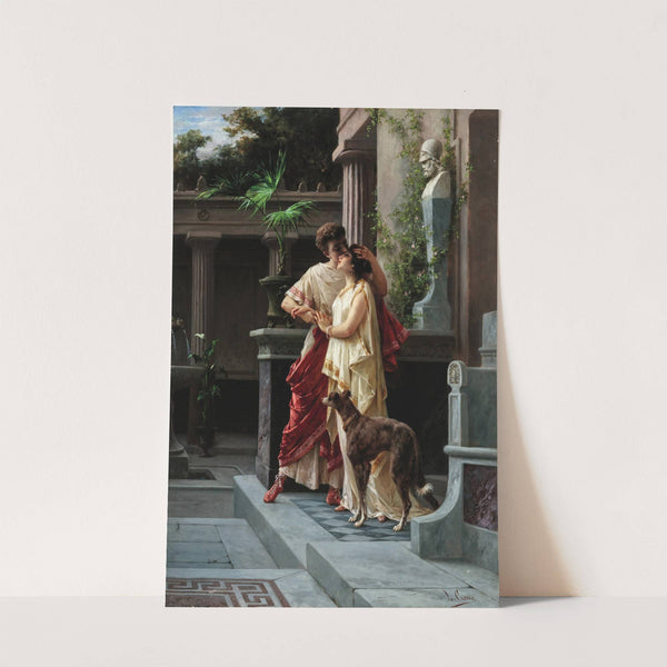 An Amorous Couple with a Borzoi under a Statue of Pericles by Luigi Crosio