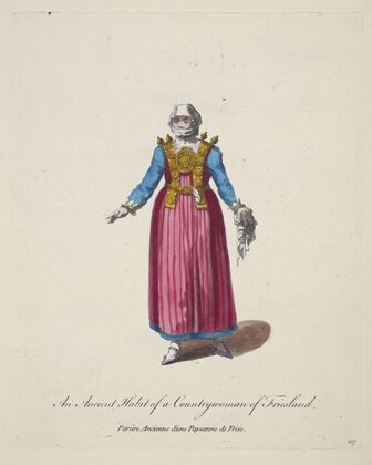 An ancient habit of a countrywoman of Friesland. Parûre ancienne d’une paysanne de Frise (1757-1772)