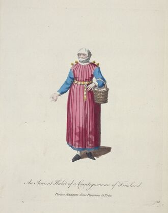 An ancient habit of a countrywoman of Friesland. Parûre ancienne d’une paysanne de Frise. (1757-1772)