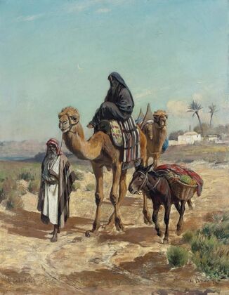 An Arab Traveler And His Wife