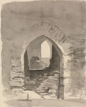An Arched Entrance into a Ruined Building