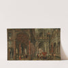 An architectural capriccio with a view of an imaginary classical palace and elegant figures by Paul Vredeman de Vries