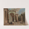 An Architectural Capriccio With Figures Outside A Palace by Ascanio Luciani