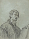 An Artist Holding a Book and Compass