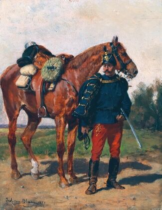 An Austrian Hussar and His Horse (1887)