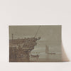 An East Indiaman Moored, Small Boats Alongside, Other Boats Further Off by Samuel Prout