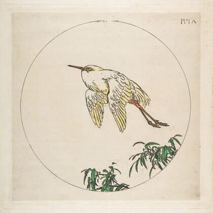 An Egret Flying Above Bamboo Branches (1850–1914) — size preview