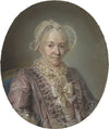 An Elderly Lady In A Mauve Silk Dress