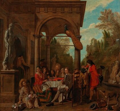 An Elegant Company Having Dinner On A Terrace