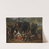 An Elegant Company In A Landscape Amongst Different Fruits And Vegetables, A Woman With A Wheelbarrow Entering From The Right by Jan Baptist Lambrechts
