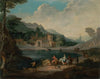 An elegant couple beside a lake