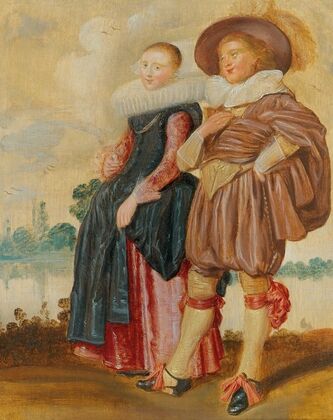 An Elegant Couple Standing By A River
