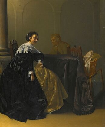 An Elegant Young Lady And Old Maid In An Interior
