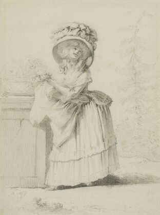 An Elegant Young Woman in a Garden