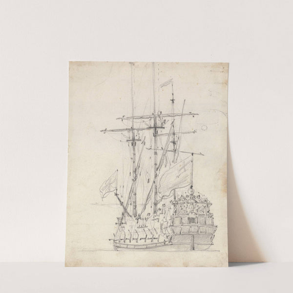 An English Frigate at Anchor Viewed from the Port Quarter by Willem van de Velde the Younger