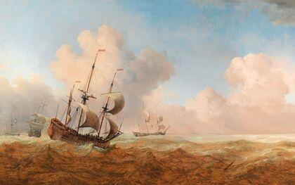 An English man-o-war in choppy waters