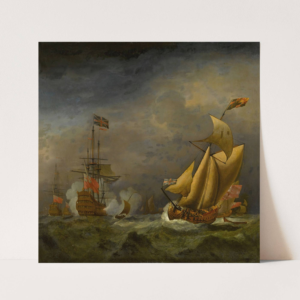 An English man-o’-war saluting an English royal yacht,Â inÂ choppy seas by Circle of Willem van de Velde the Younger