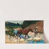 An Equestrian Crossing a Ford by Franz Roubaud