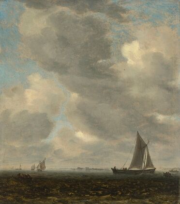 An estuary scene with light shipping