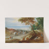 An extensive hilly landscape with travellers on a path and cattle in the foreground by Jan Brueghel the Younger