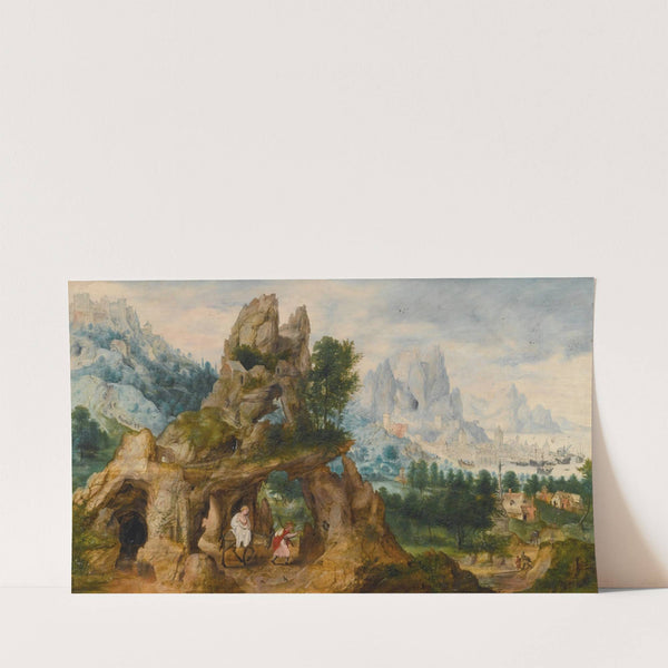 An Extensive Rocky Landscape With The Flight Into Egypt by Herri met de Bles