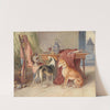 An interior with greyhounds and a still-life with pieces of armour by Johann Matthias Ranftl