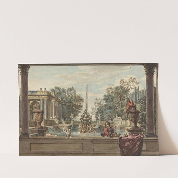 An Italianate Garden with a Parrot,a Poodle,and a Man by Isaac de Moucheron