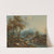 An Italianate lake landscape with travellers crossing a bridge, a lakeside town beyond by Giovanni Battista Cimaroli