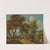 An Italianate landscape with a view of Lake Garda and Salo in the distance, with figures on a bridge by Giovanni Battista Cimaroli