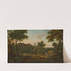 An Italianate Landscape with Maneus Curius Dentatus with acolytes rejecting the gifts of the Samnites and preferring Turnips (1752) by George Lambert