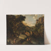 An Italianate river landscape with figures along a path and buildings beyond by Jan Siberechts