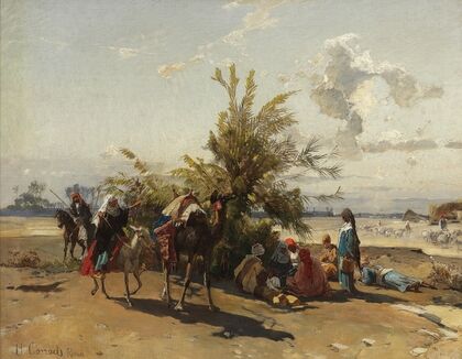 An oasis encampment
