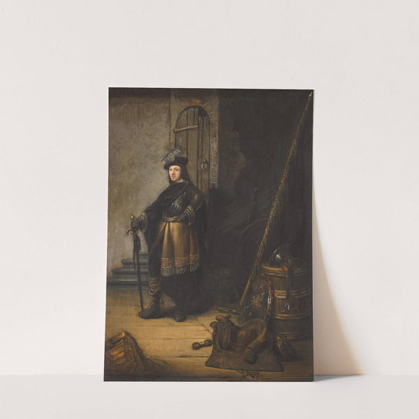 An officer standing in a guardroom before a doorway by Isaac de Jouderville