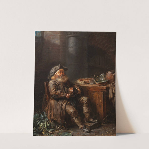 An old man playing the vielle in an interior by Alexandre Moitte