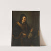 An old woman with a purse and coins at a table; Allegory of Avarice by Follower of Rembrandt van Rijn