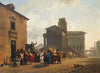 An open-air auction in a town square