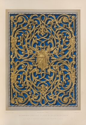 An open-work panel cast in brass