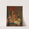 An Opulent Still Life with a Champagne Glass and a Majolica Ewer by Josef Mansfeld