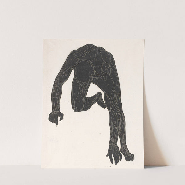 Anatomische studie van de hals-, arm- en beenspieren van een man in silhouet by Reijer Stolk