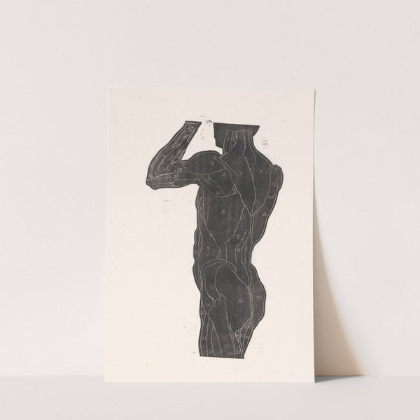 Anatomische studie van de rug- en bilspieren van een man in silhouet by Reijer Stolk