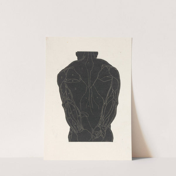 Anatomische studie van de rugspieren van een man in silhouet by Reijer Stolk