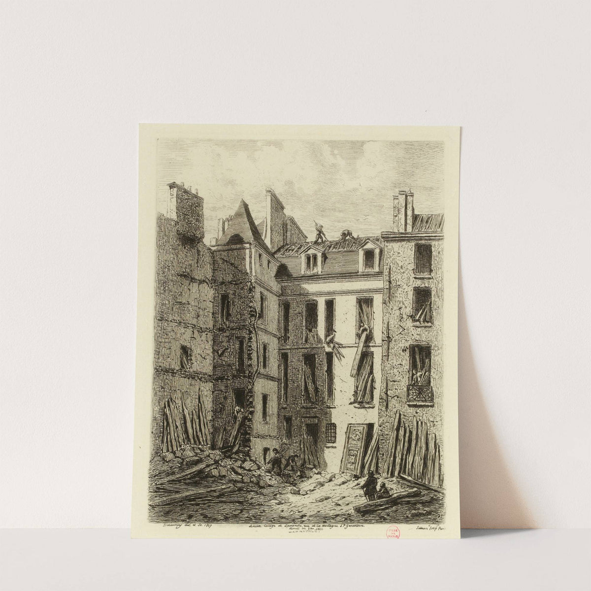 Ancien collège de Lamarche rue de la Montagne Ste-Geneviève, démoli en octobre 1866 (1866) by Alfred Alexandre Delauney