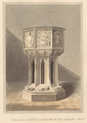 Ancient Font in West Drayton Church, Middlesex