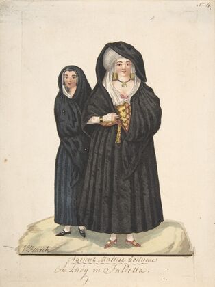 Ancient Maltese Costume, A Lady in a Faldetta — size preview