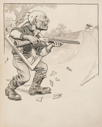 And spittin’ out putty an’ screeches an’ glass, he starts a-shottin’ from where he lights (1909) — size preview