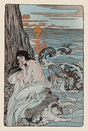 Andromeda crouched trembling on the rock waiting for what might befall