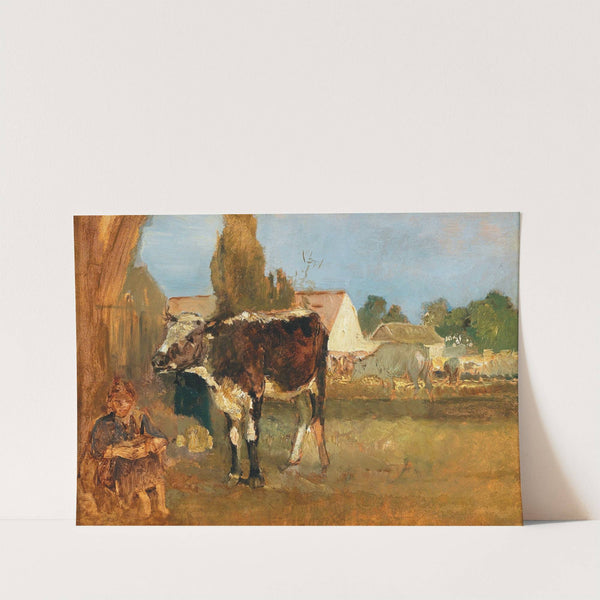 Animal Study - Landscape with Farmhouse, Cows and Farmer’s Wife by Emil Jakob Schindler