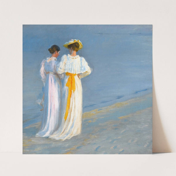 Anna Ancher And Marie Krøyer On The Beach At Skagen by Peder Severin Krøyer