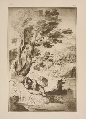 Annibale Carracci – Man sleeping on bank of pool