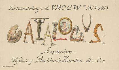 Annoncekaart van de tentoonstelling ‘De Vrouw, 1813-1913’